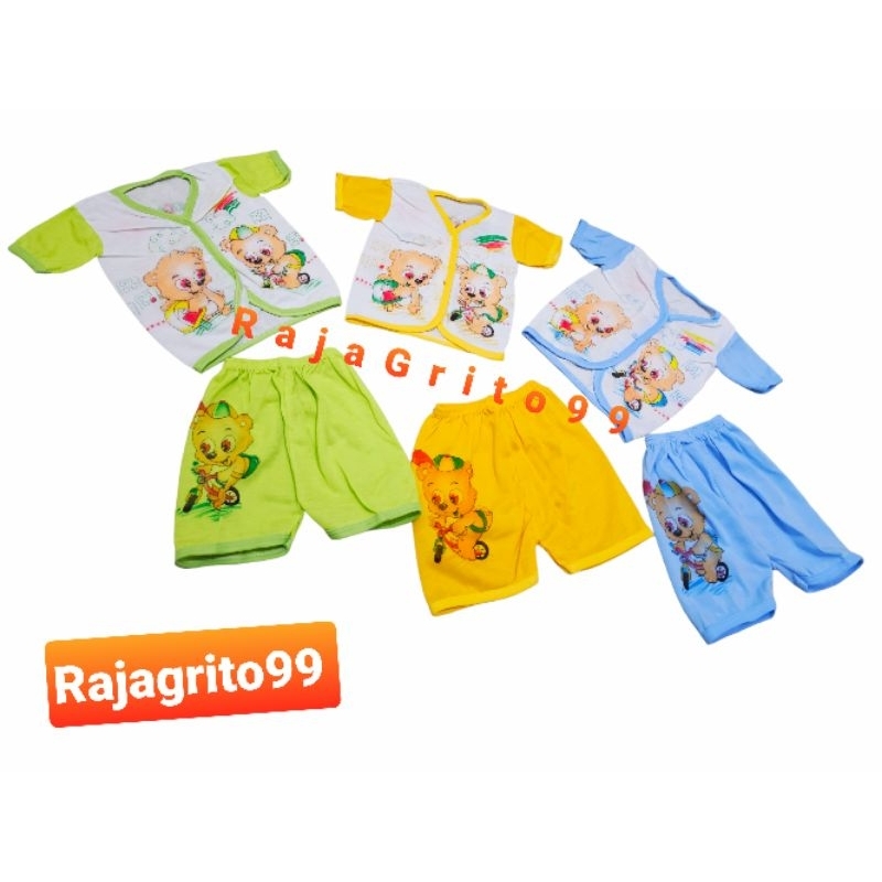 Setelan Pendek Bayi Grosir (isi 12 Setel) Setelan Kombinasi Print Newborn