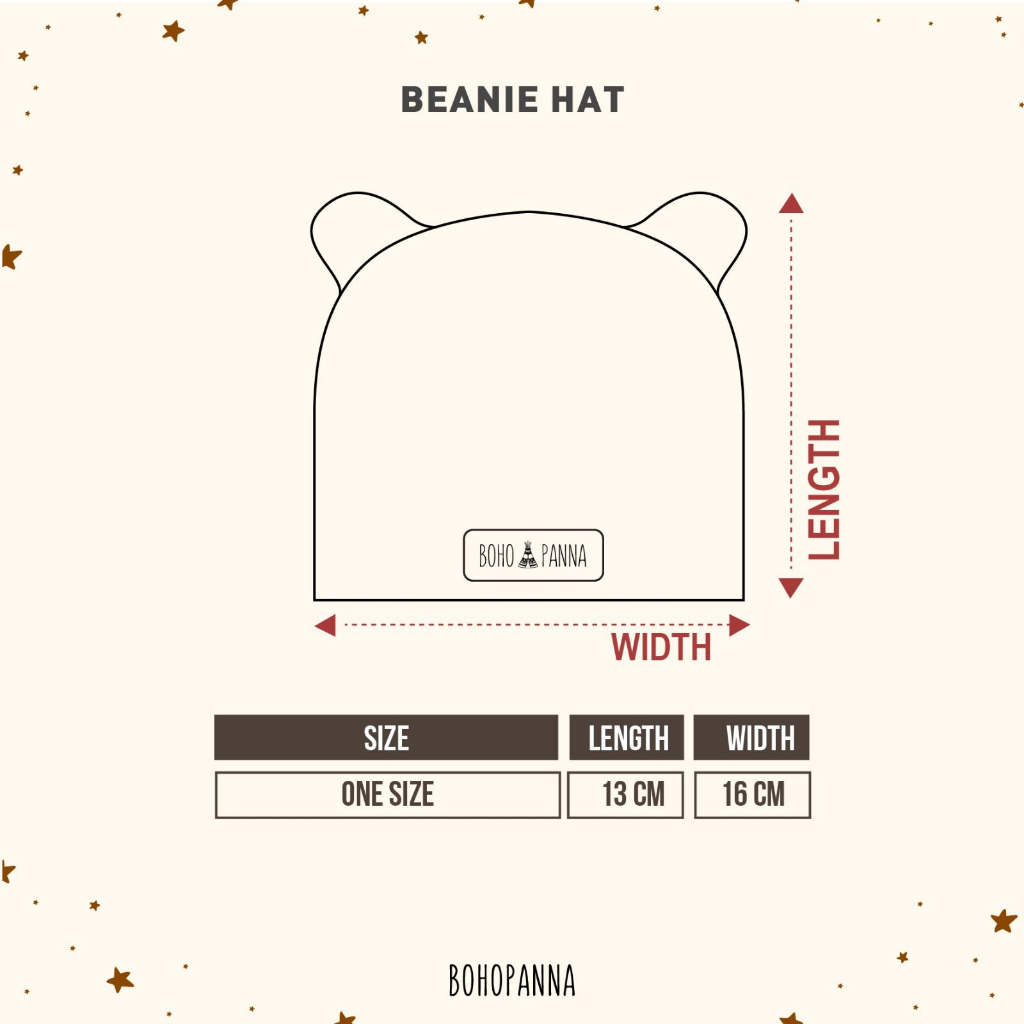 BohoPanna Beanie Hat Bayi 0-1 Tahun Topi CBKS SO