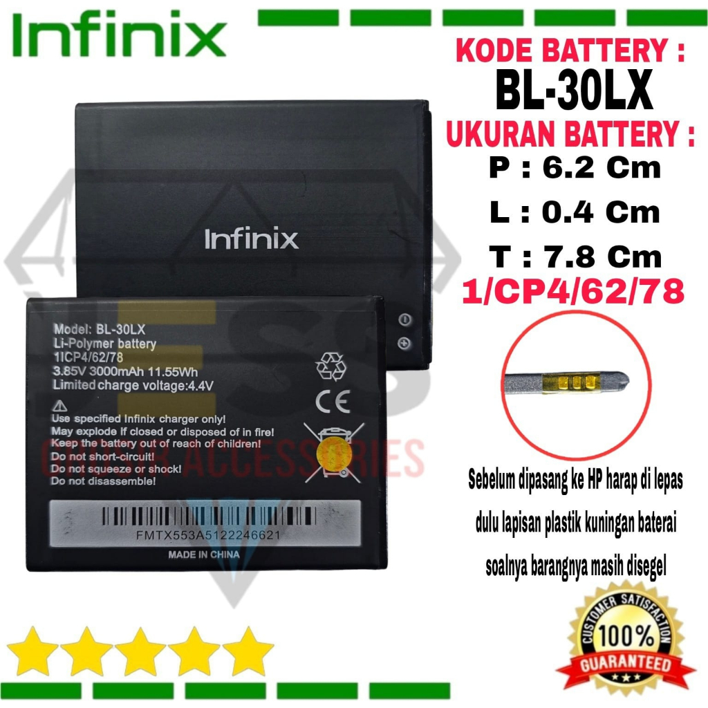 Baterai Battery Original ERRLY BL-30LX BL30LX For Type INFINIX Hot 3 , Hot 3 Max X553 , Hot 3 Lite X554