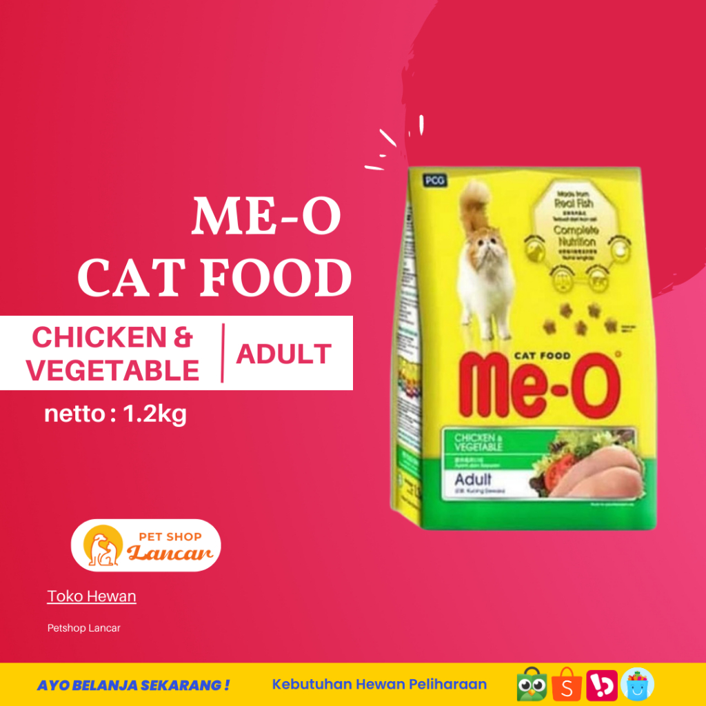 Me-O / MEO CHICKEN &amp; VEGETABLE makanan kucing kering freshpack 1.2KG