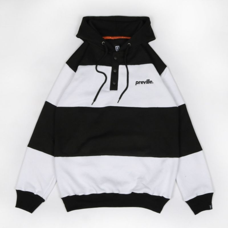 SWEATER HOODIE PREVILLE HITAM SALUR AUTHENTIC