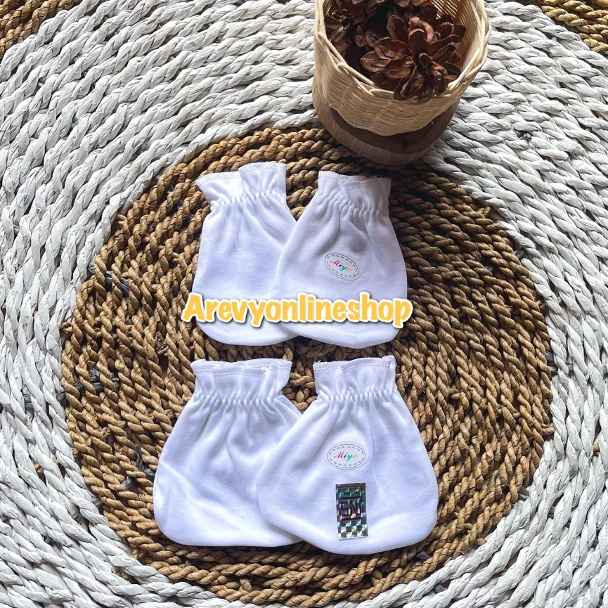 Termurah! Miyo Sarung Tangan Bayi Kaos Kaki Baby Newborn (STK) PUTIH Karet (Newborn) | Perlengkapan Bayi Baru Lahir