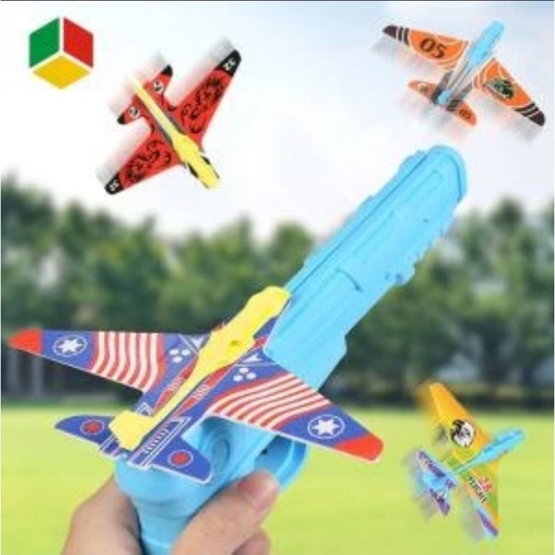 Mainan Anak Laki Laki Pistol Tembakan 3 Pesawat Plane Launcher Air Battle 20 meter