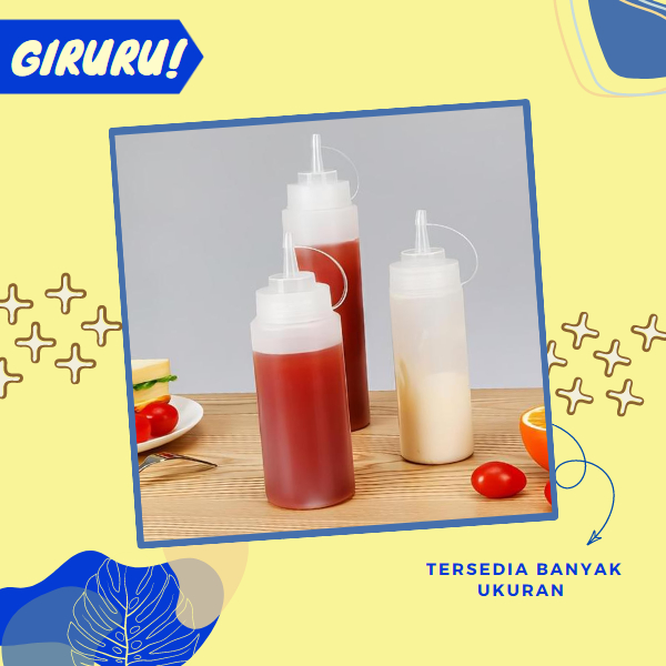 Botol Saus Plastik Kecap Dengan Angka Garis Putih Refillable / Bottle Sambal Tomat Mayonaise / Botol Saus Plastik Elastis Sambal