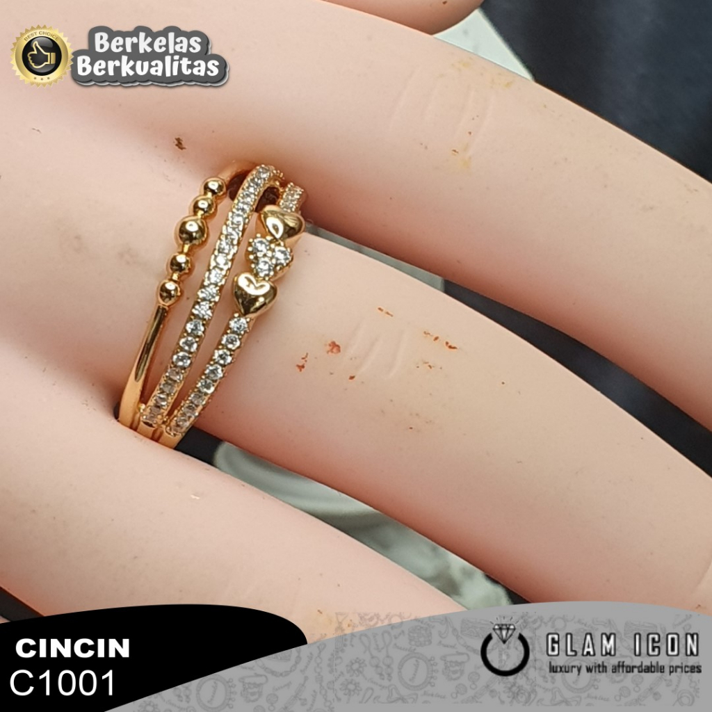 Cincin Wanita Motif Tiga Layer Mata Pasir C1001 CCG