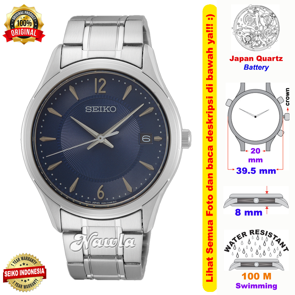 Seiko Quartz SUR419P1 Classic Dark Blue - Jam Tangan Pria SUR419