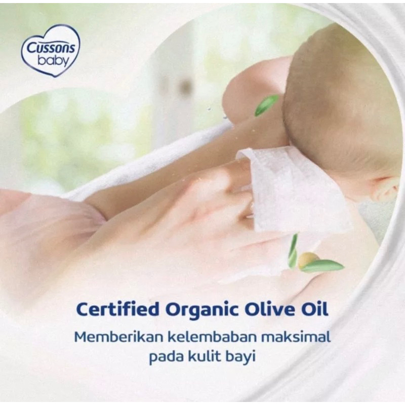 Cussons Baby Sensitive Wipes Baby / Tissue Basah Bayi / Tissu Basah Bayi - Cussons Tisu Basah Sensitif Newborn Organic Olive Oil Premium Pure Water 45S