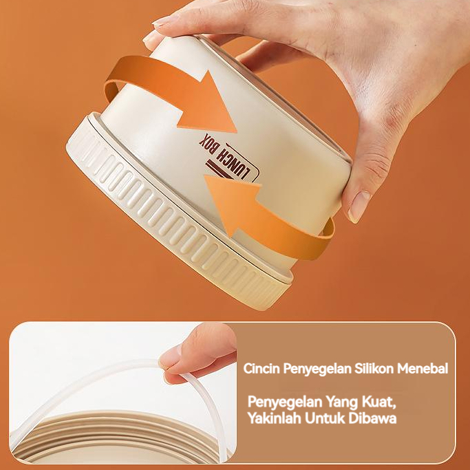 【Ready Stock】Kotak Makan Siang Bento 316 Stainless Steel Lunch Box Cream Rice Container Sealed Food Box Small School Picnic Box