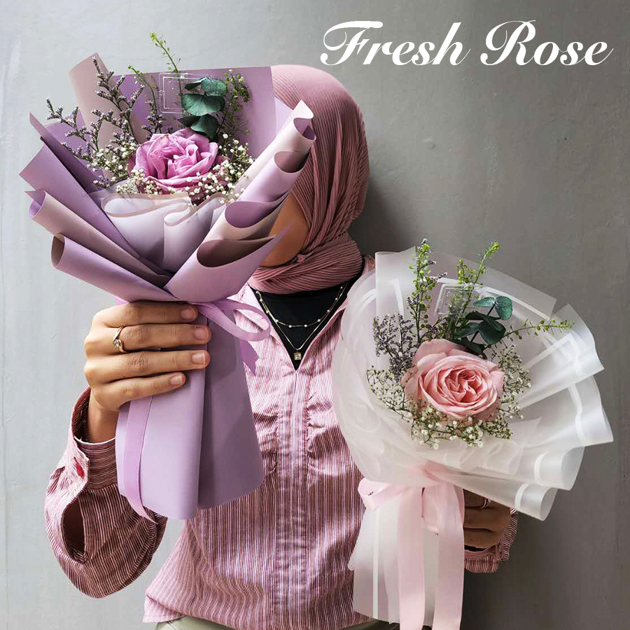 HER.FLORIST Fresh Flower Single Bouquet Rose / BUKET BUNGA MAWAR ASLI / BUKET FRESH FLOWER / BUKET WISUDA / BUKET UNTUK CEWEK / COWOK / PASANGAN / MAMA