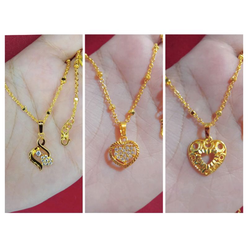 kalung Medan pentul love 3 45cm dan 50cm lapis emas 24k