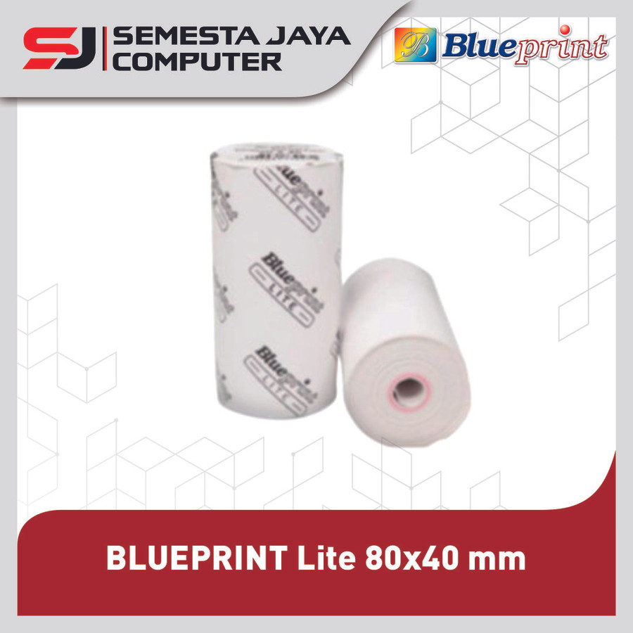 Kertas Thermal Struk kasir dan Resi BLUEPRINT Lite 80x40 mm