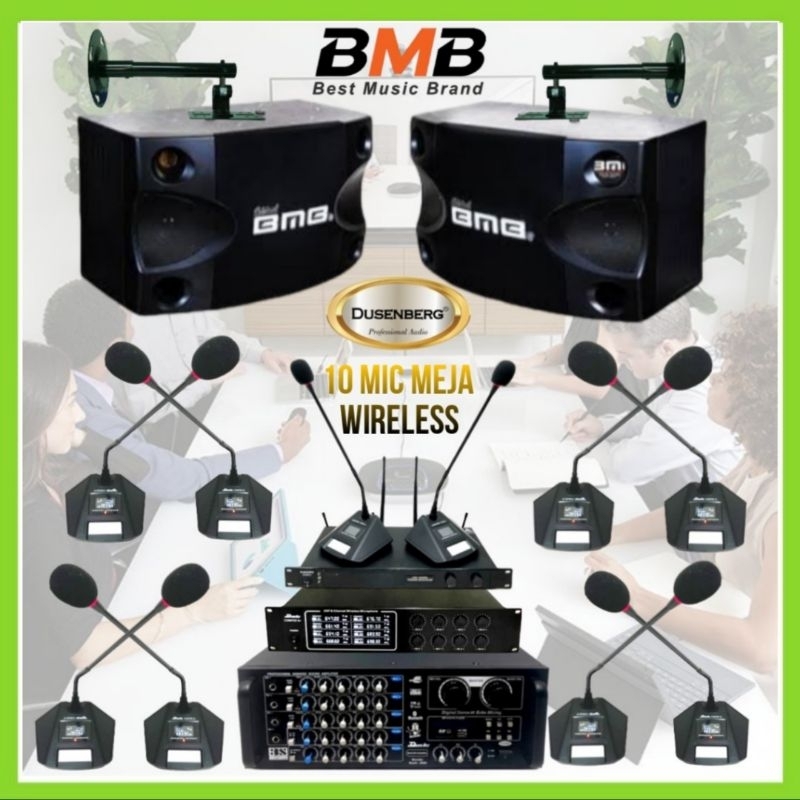 PAKET MIC CONFERENCE 10 MIC MEJA WIRELESS DUSENBERG, SOUND BMB 8 INCH