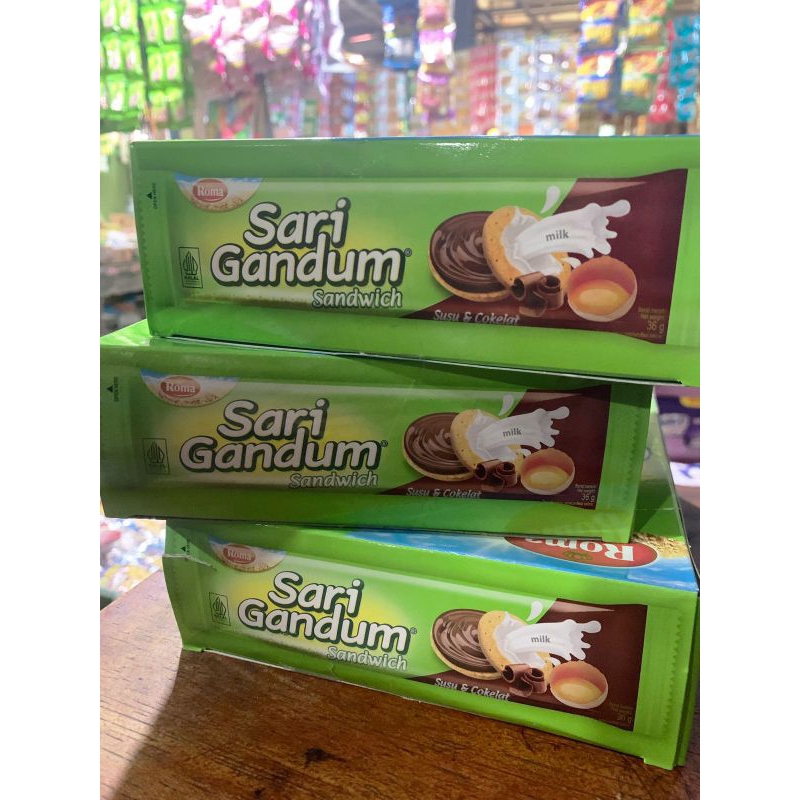 

RM - SARI GANDUM SANDWICH SUSU COKELAT 1 BOX ISI 12 BUNGKUS @36g
