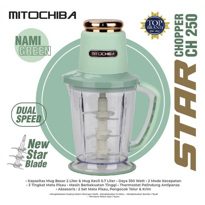 Mitochiba Chopper CH 250 Star Chopper Blade 2 Liter 9 Mata Pisau Garansi Resmi