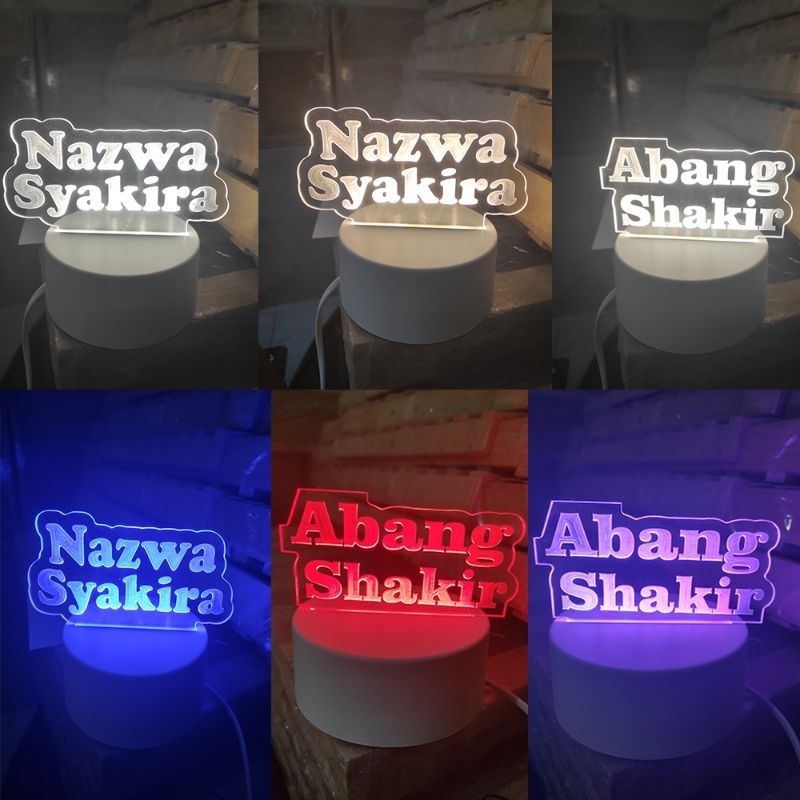 Lampu Hias Grafir Costum Nama / Lampu akrilik grafir custom / Lampu Tidur Hias Akrilik Kostum Nama
