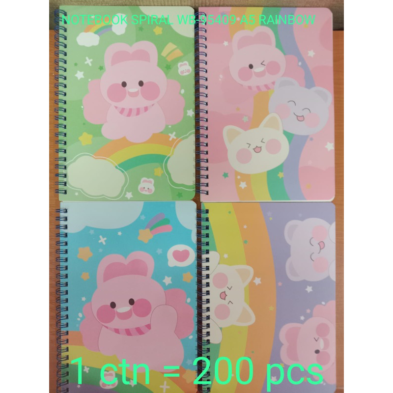 

buku notebook ring spiral a5 motif rainbow animal satuan