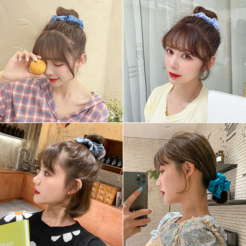 Scrunchies Series Ikat Rambut Kain Ponytail Warna Lucu Model Korea Aksesoris Rambut Wanita Sederhana Bulu-bulu atau Kain