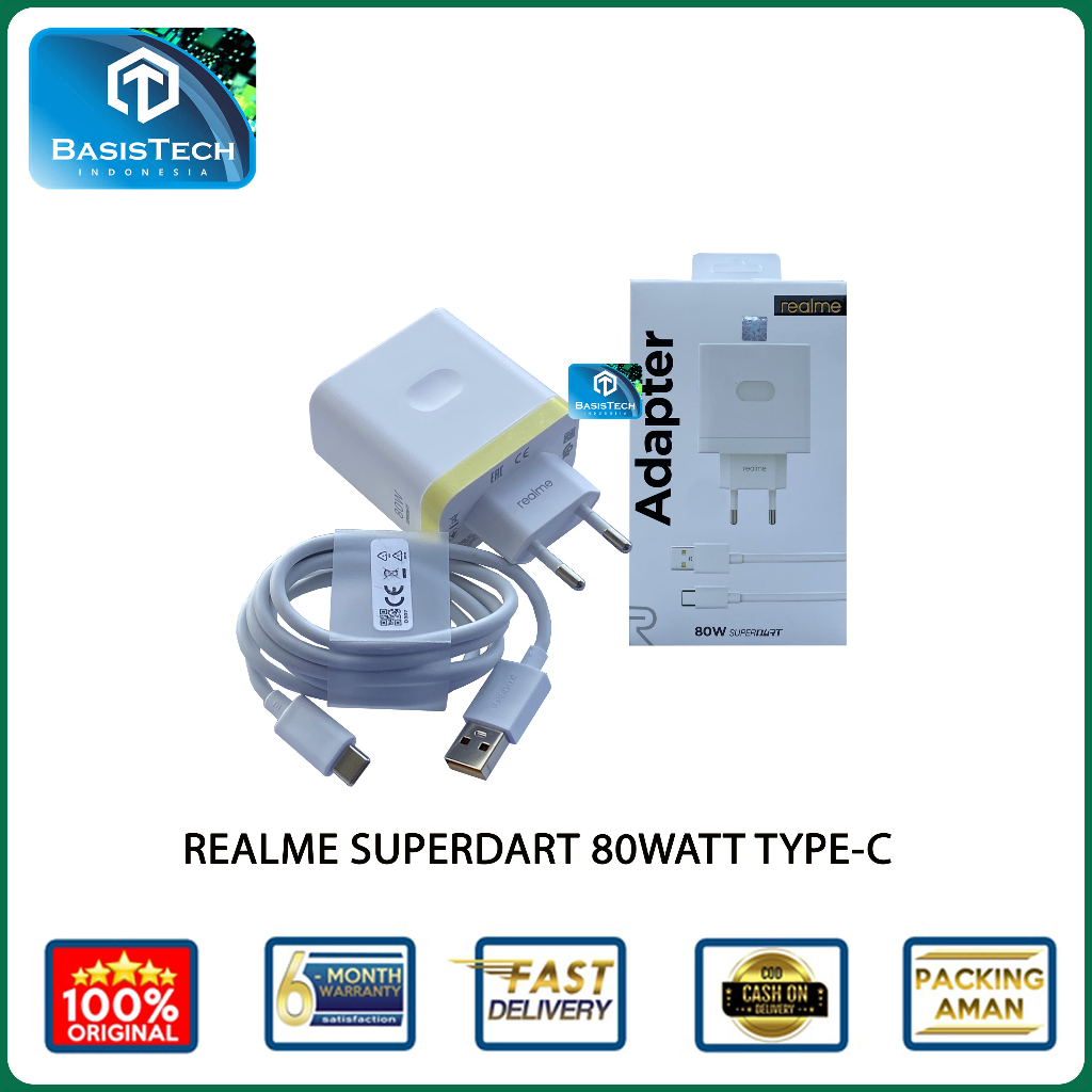 CHARGER REALME TYPE C 80W SUPERDART FAST CHARGING ORIGINAL QUALITY