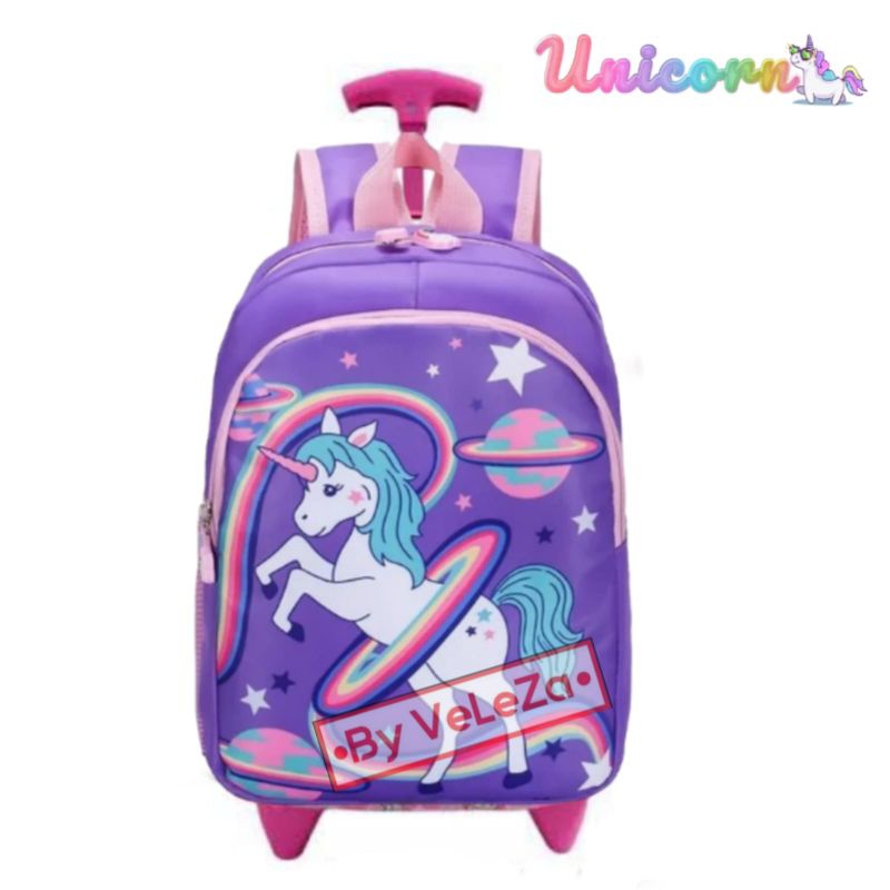 Tas ransel troli anak unicorn canvas PAUD TK - tas anak