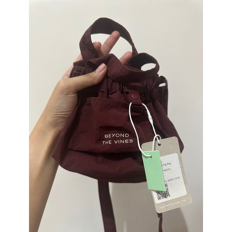 BTV Dumpling Bag Micro Maroon Preloved by Tyaa