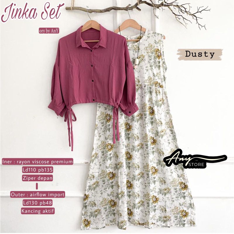 Setelan Dress Outer Kekinian/ Jinka Jika Set By Any Store