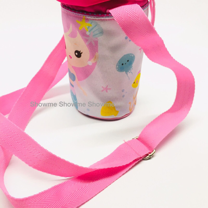 Showme tas botol minum anak sekolah karakter premium cetakan anti luntur MEMRMAID CUTE PINK