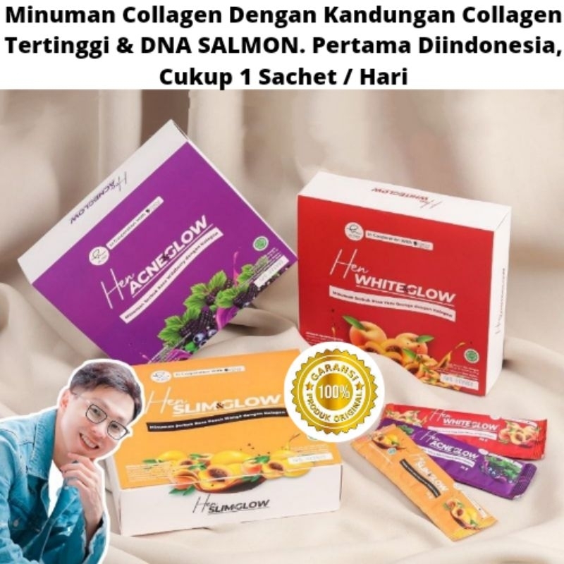 Dr hen Collagen Minuman Kolagen With DNA Salmon Hen White And Glow, Hen Acne And Glow, Hen Slim And Glow