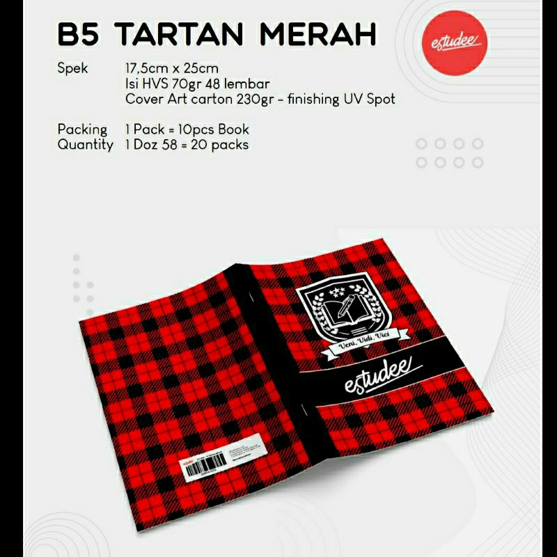 

Buku Tulis Tartan Cover Tribal dan Fancy B5 isi 10 Pcs Estudee