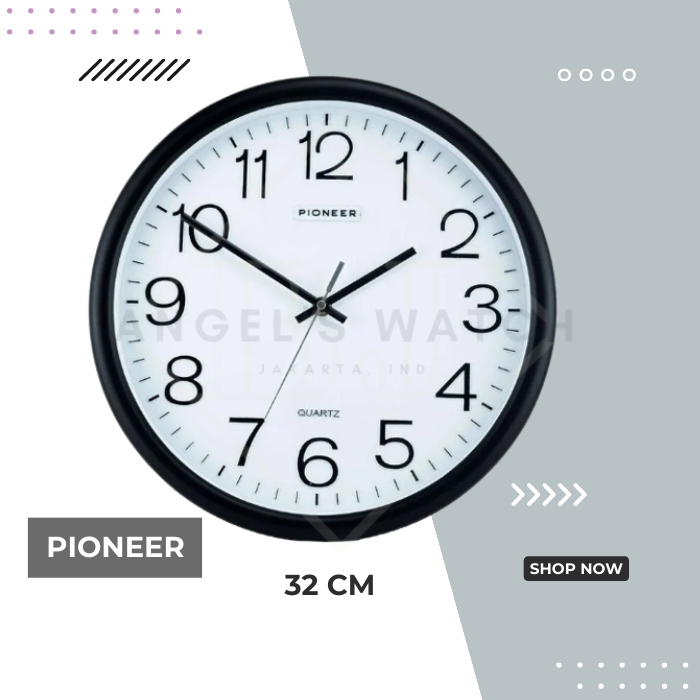 JAM DINDING QUIET SWEEP ORIGINAL PIONEER JAM DINDING POLOS SENYAP TANPA SUARA 32 CM PT 2132