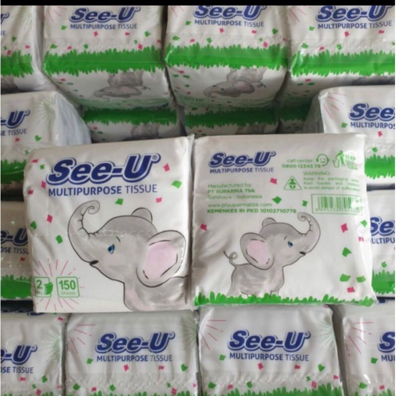 (SUN) TISSUE See U 150s MULTIPURPOSE POP UP GAJAH TISU 2 PLY TISUE MEJA See-U