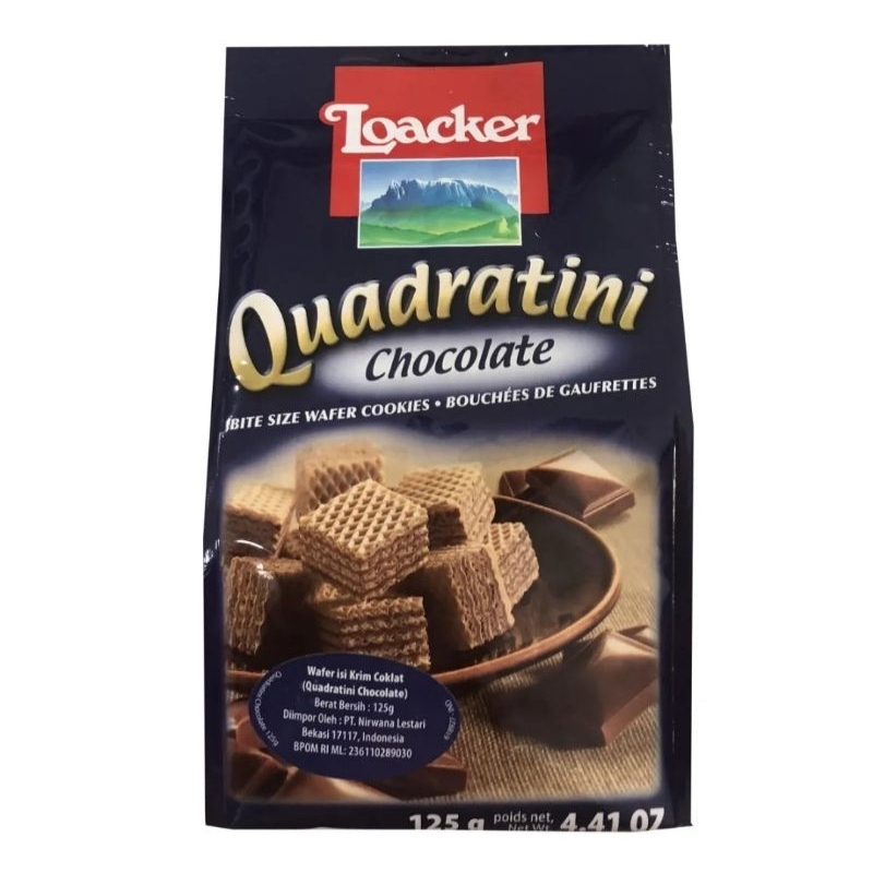 

Loacker Wafer Quadratini Chocolate | Coklat | Kokoa 125 gr