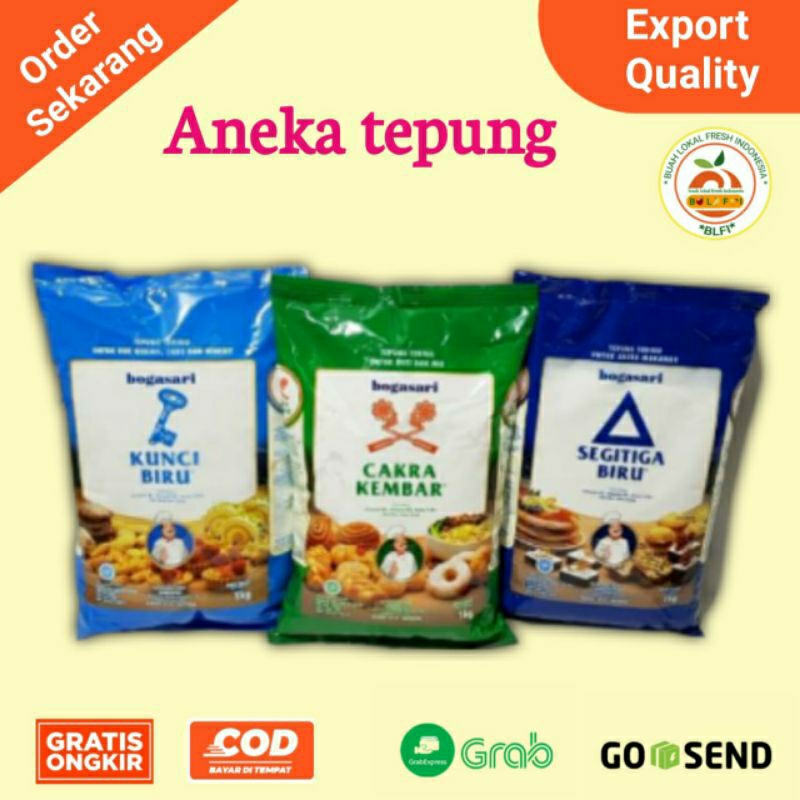 

TEPUNG BOGASARI SEGITKGA BIRU/CAKRA KEMBAR/KUNCI BIRU 1KG