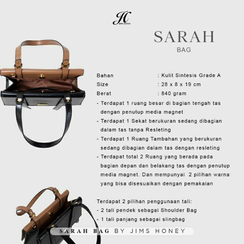 SARAH BAG JIMS HONEY ( NO BOX ) NEW ARRIVAL