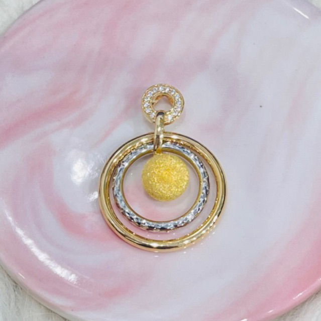 liontin bola pasir bulat variasi AD emas asli kadar 700