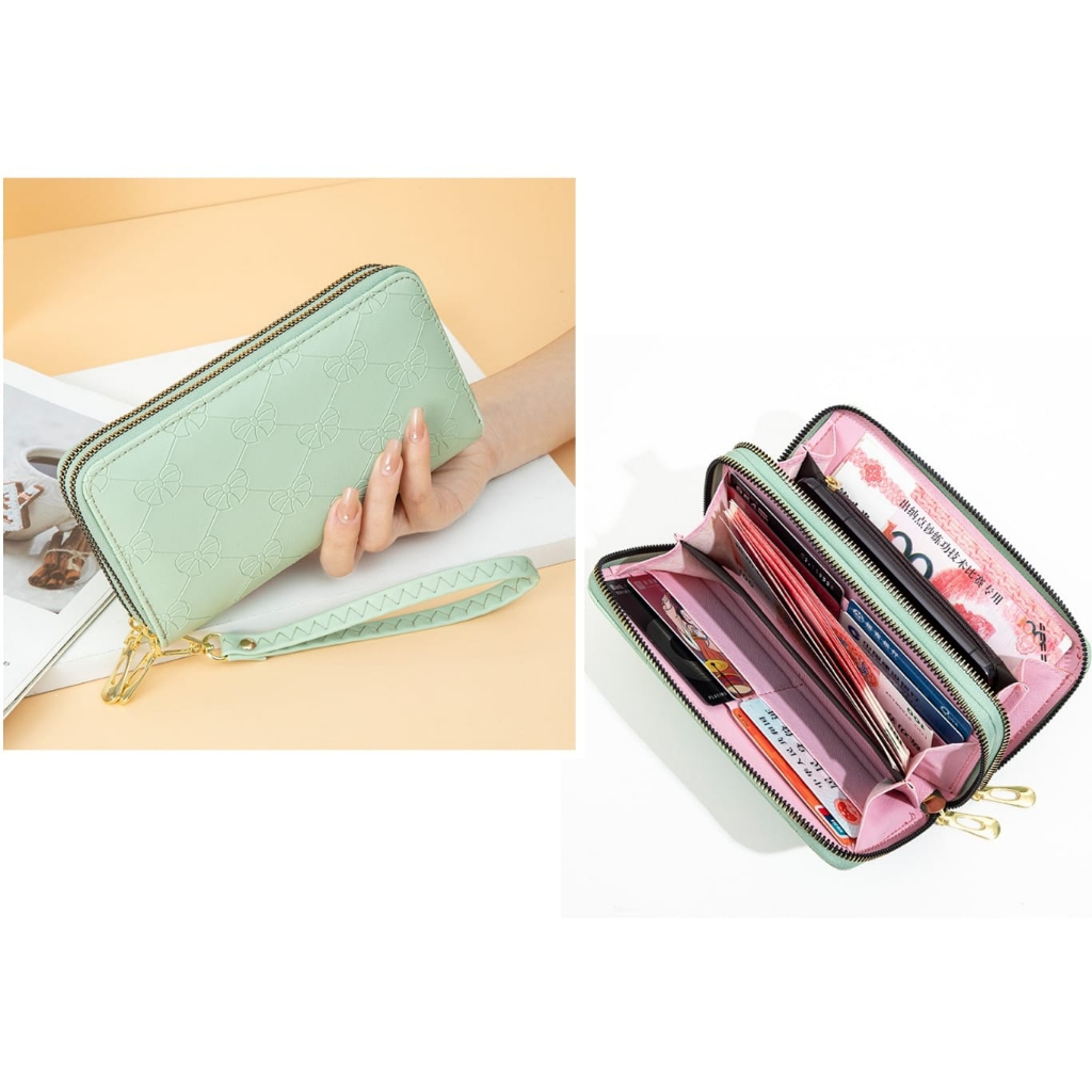 DOMPET PANJANG WANITA MUAT HP PREMIUM 2 RESLETING BESAR KULIT HIJAU ZELUNA SLOT KARTU TALI PENDEK KOREA REMAJA CEWEK UANG KOIN MURAH FASHION BRANDED BATAM SIMPLE WA690G3 KEKINIAN