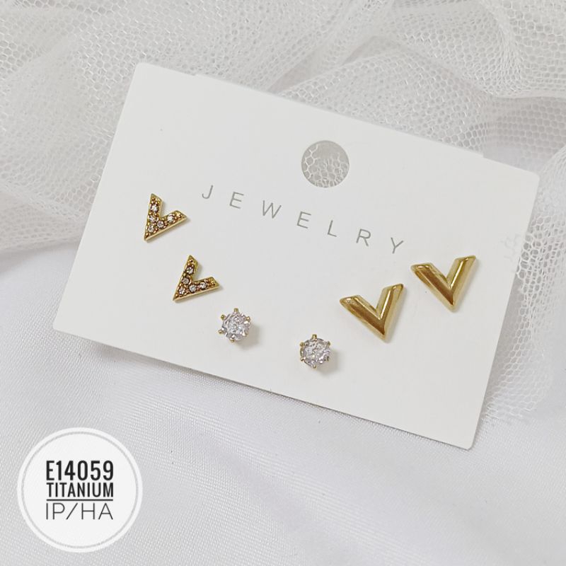 Anting Titanium set V gold E14059