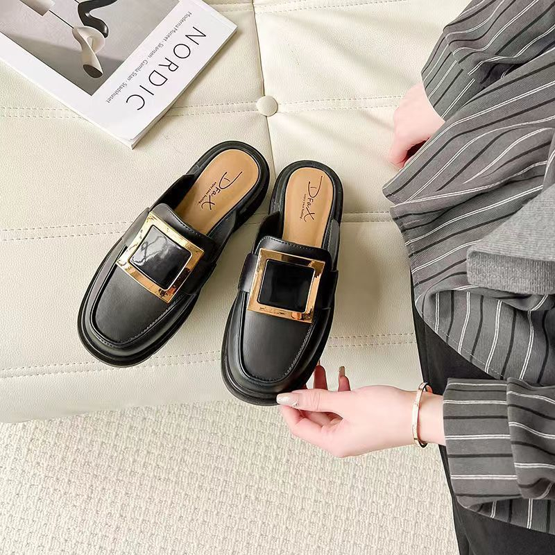 Sandal Sepatu Loafers Wanita Mules Slip On PVC Empuk Import Fashion Korean Style Sendal Cewek Kekinian Azgalery SPT-58