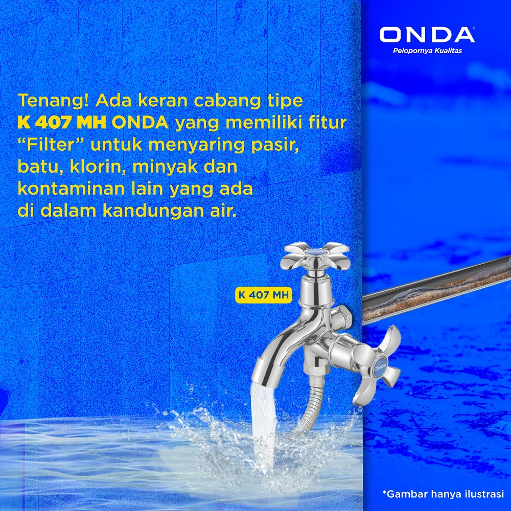 ONDA K 407 MH Kran Cabang Tembok Keran Double Shower 1/2&quot;