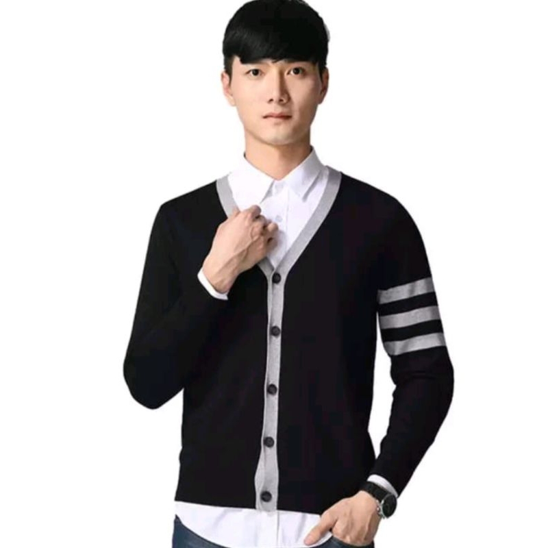 Cardigan Pria Garis and hand Pollet