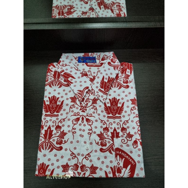 Seragam Sekolah Batik Merah SD | Batik Merah Lengan Panjang dan Pendek Merek Seragam