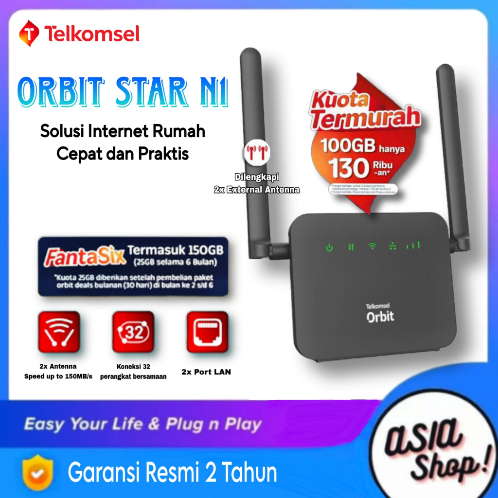 Telkomsel Orbit Star N1 Router HKM0127-A Modem Wifi 4G High Speed Bonus Kuota 150GB