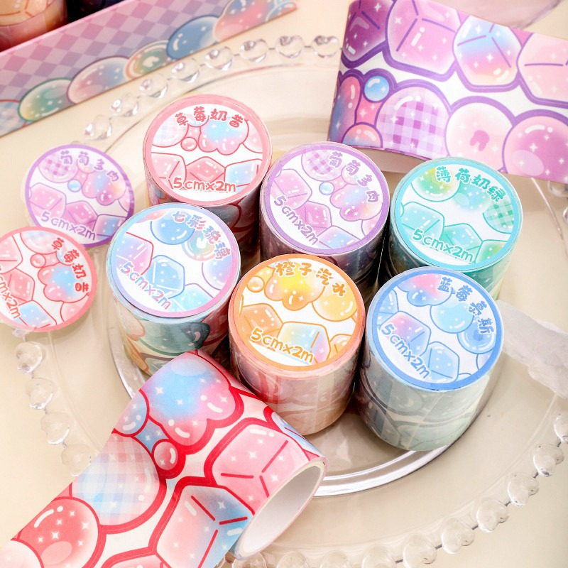 DECORATIVE WASHITAPE KERTAS WASHI MASKING TAPE SELOTIP KERTAS UP AND DOWN DESIGN ICE CUBE CUTE UNTUK HIAS JOURNALING SCRAPBOOK @banyak