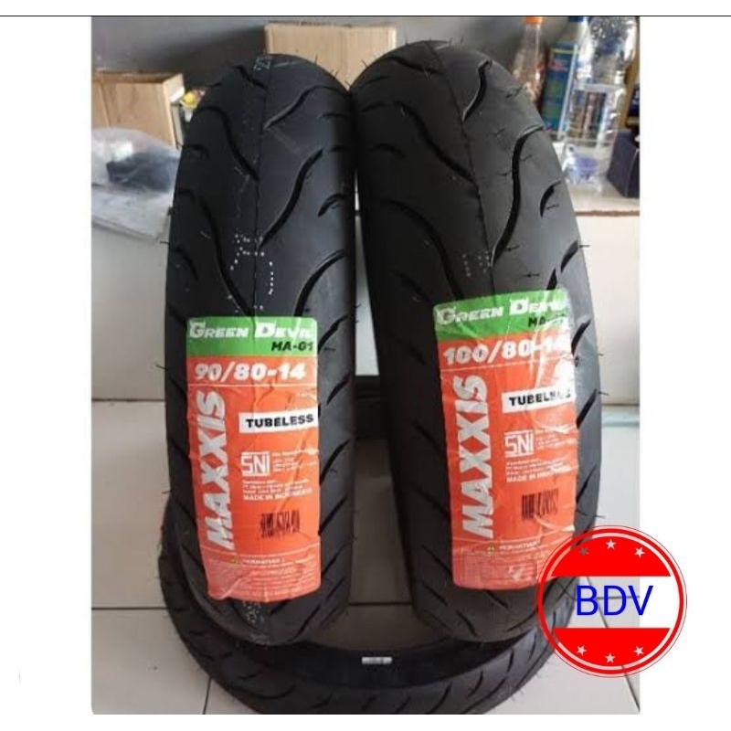 Ban MAXXIS (TL) 90/80-14 dan 100/80-14 Green Devil MA-G1 (Ring 14)