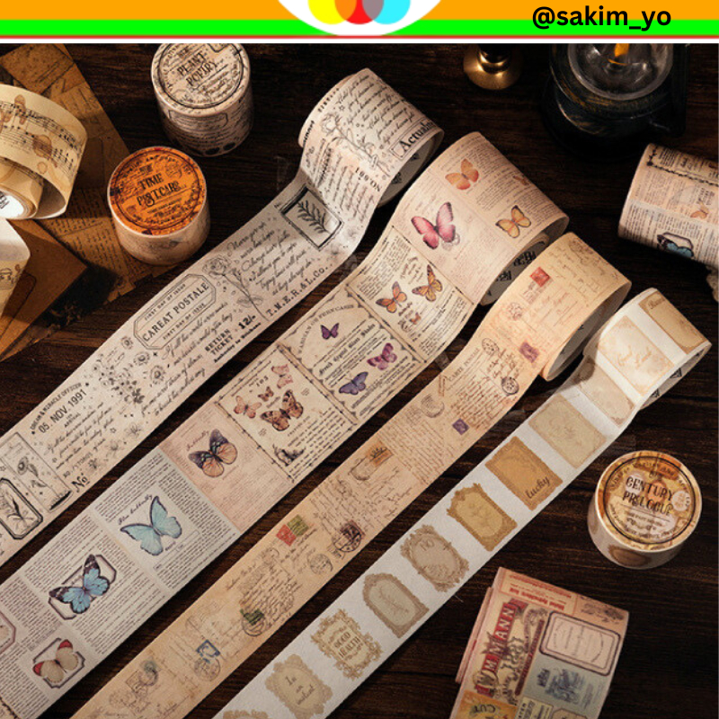 

JOURNALING WASHITAPE MASKING TAPE LAKBAN SELOTIP KERTAS WASHI MOTIF CLASSIC RETRO VINTAGE @sakimyo
