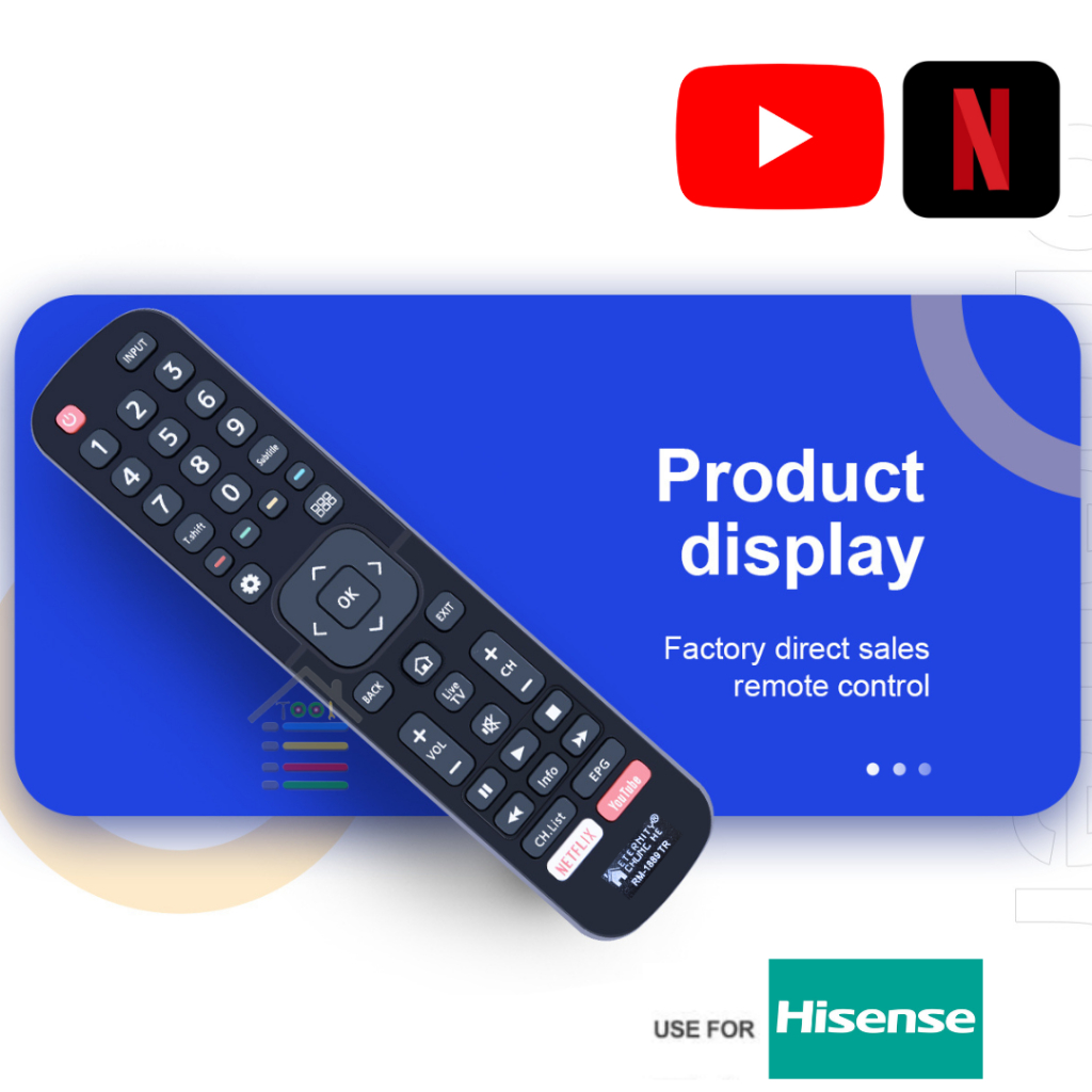 REMOTE TV POLYTRON HISENSE SMART TV YOUTUBE NETFLIX MULTI 1889TR