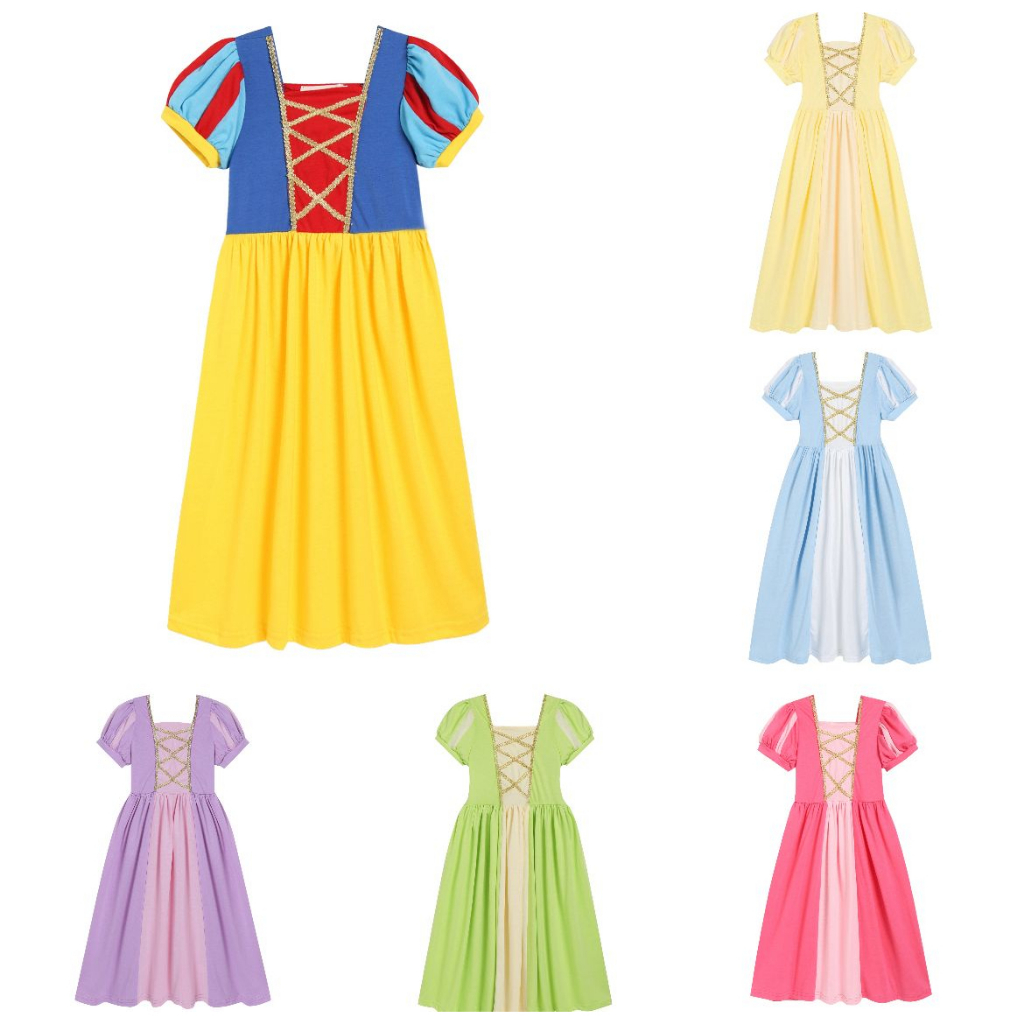 GAUN DRESS KOSTUM PRINCESS ANAK BELLE CINDERELLA SNOW WHITE AURORA MERMAID RAPUNZEL TINKERBELL FROG PRINCESS ARIEL MERMAID CANTIK