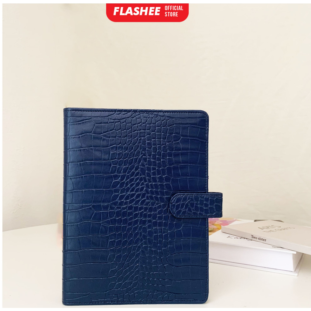 

Flashee Binder Budgeting Tekstur Kulit Croco A5 Hole 20 Warna Navy Binder A5 20 Ring Budgeting
