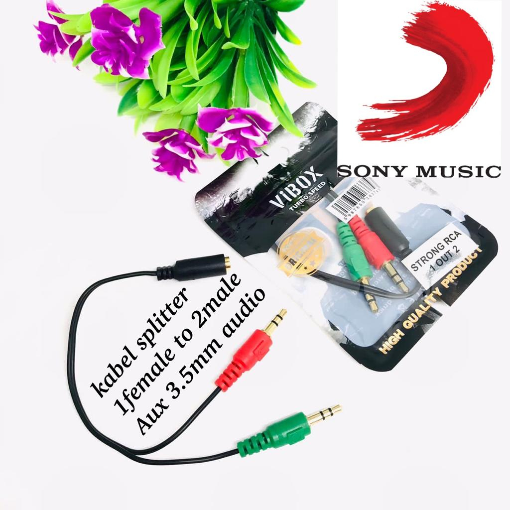 VIBOX SPLITTER AUDIO 2IN1  2MALE 3.5M 1FEMALE FOR SMARTPHONE HEADPHONE EARPHONE AUX MUSIC HEADSET PROMO SEN