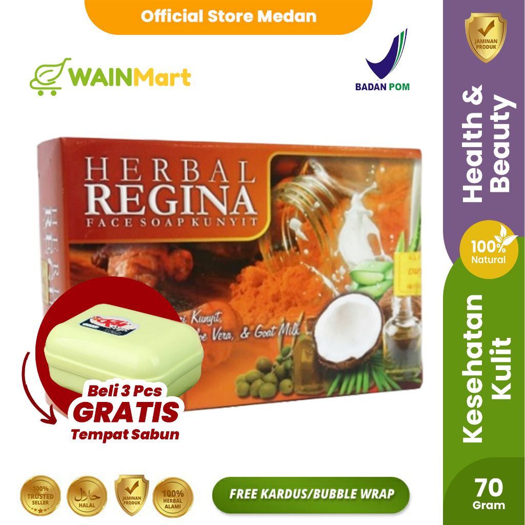 Sabun Herbal Alami SABUN REGINA BPOM Anti Kurap Panu Kadas Gatal Hilangkan Jamur dan Mencerahkan Kulit