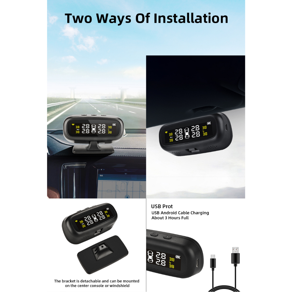 TPMS Monitor Tekanan Udara Ban Wireless Solar Jansite Tire Pressure Monitoring System